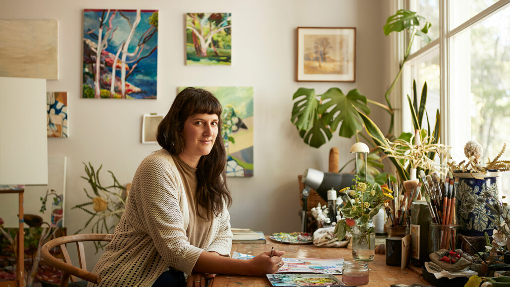 Elizabeth Barnett in her studio. Portrait by Zan Wimberley