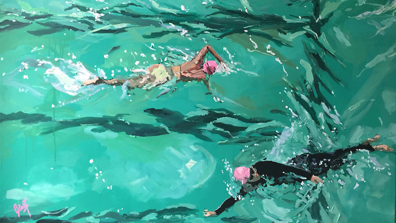 Gina Fishman, Bondi Fast Lanes. Acrylic on canvas, 90 x 115cm.