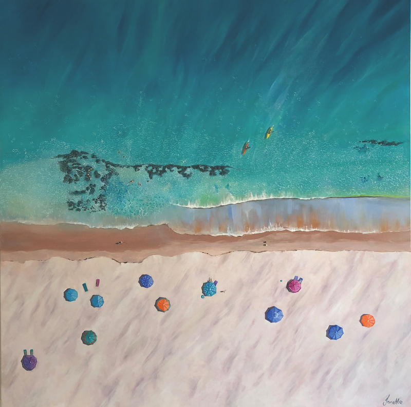 Janette Drysdale, Drone Days. Oil on stretched canvas, 122 x 122cm