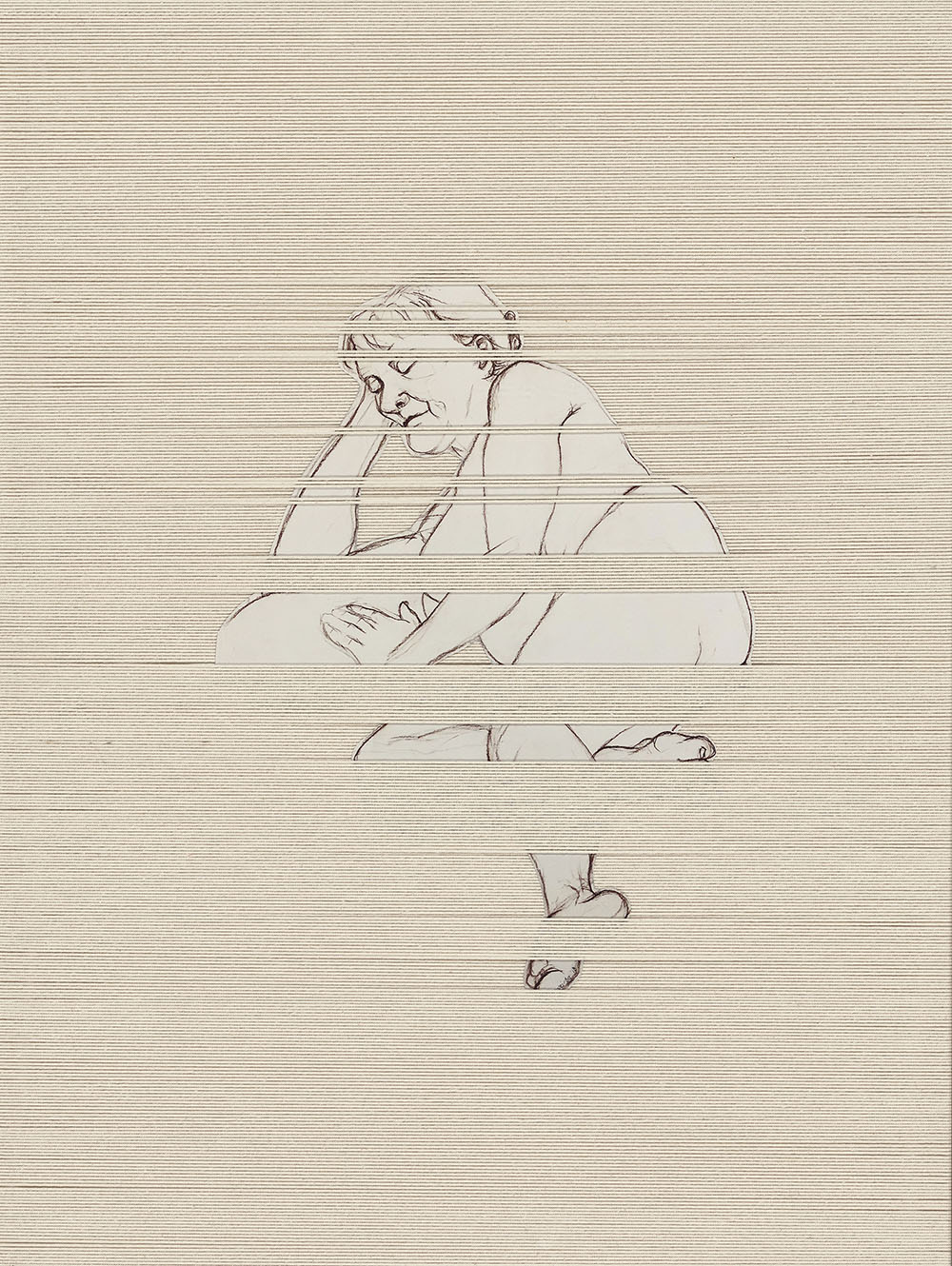 Resting Zen, framed mixed media artwork by Jingwei Bu