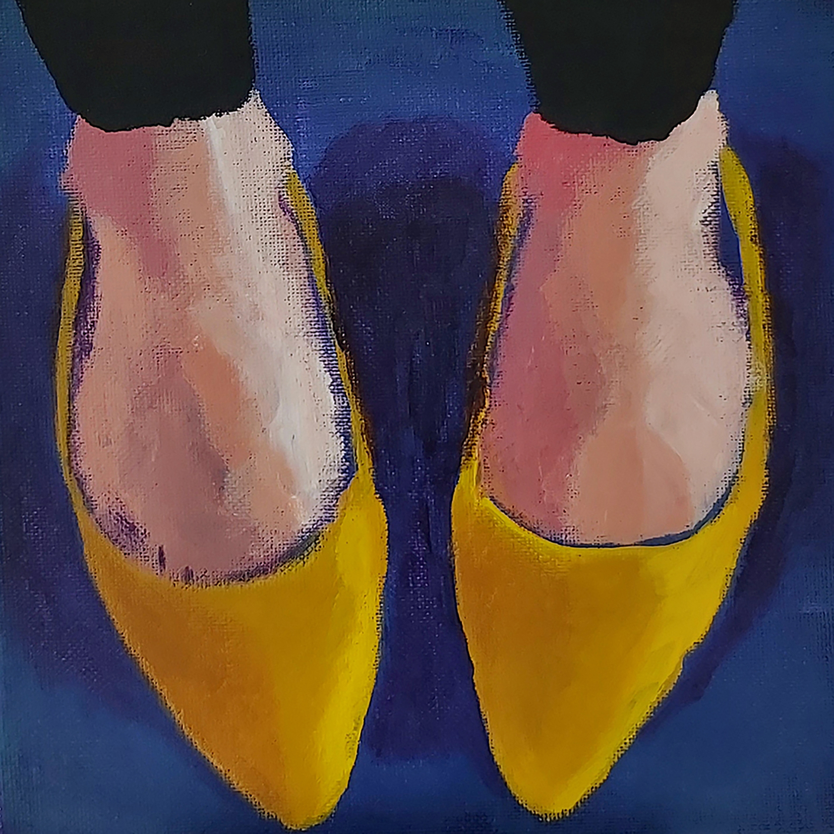 Yellow shoes, acrylic on canvas by Tamara Pavlovic