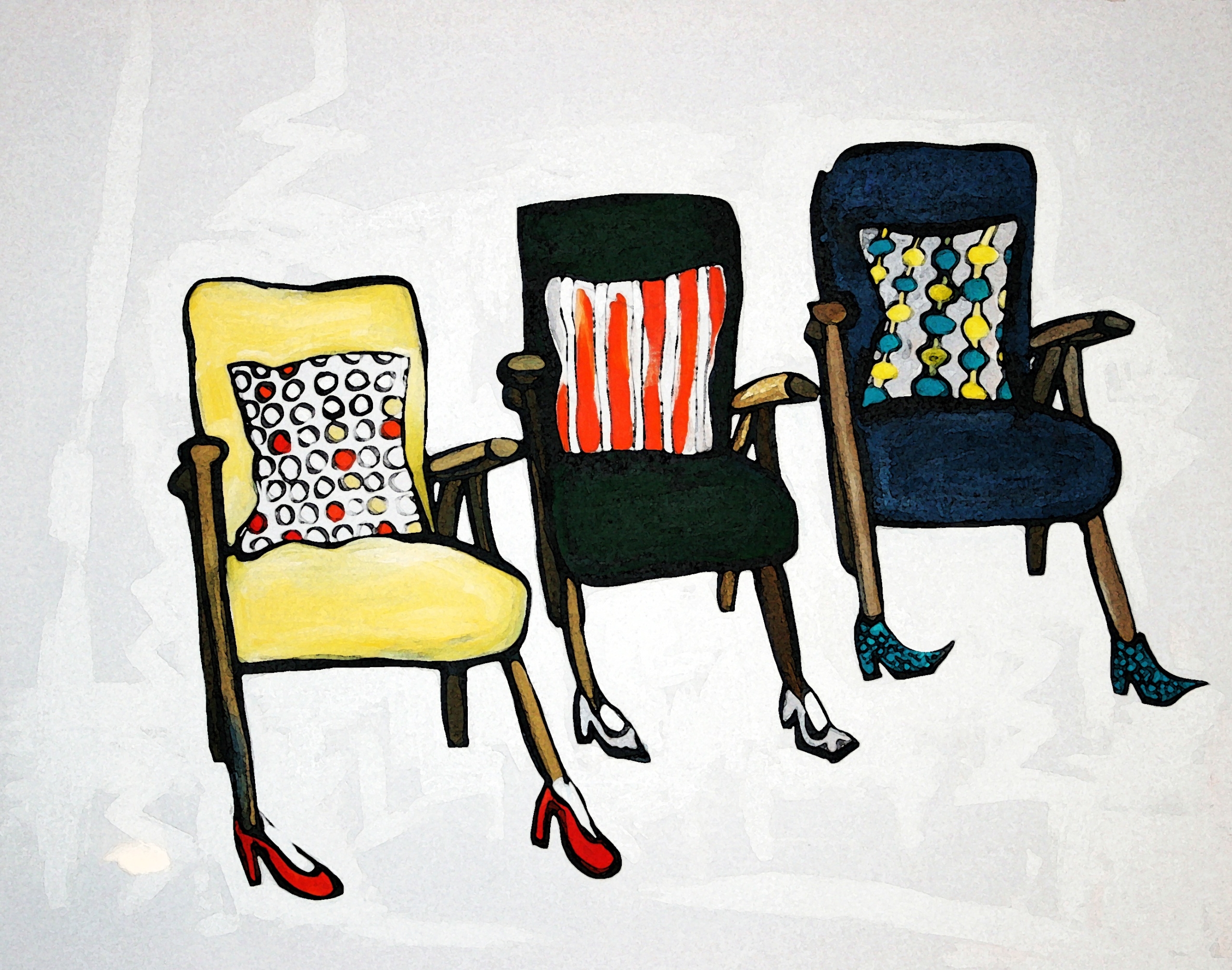 Three Chairs, fine art print by Stella Clark