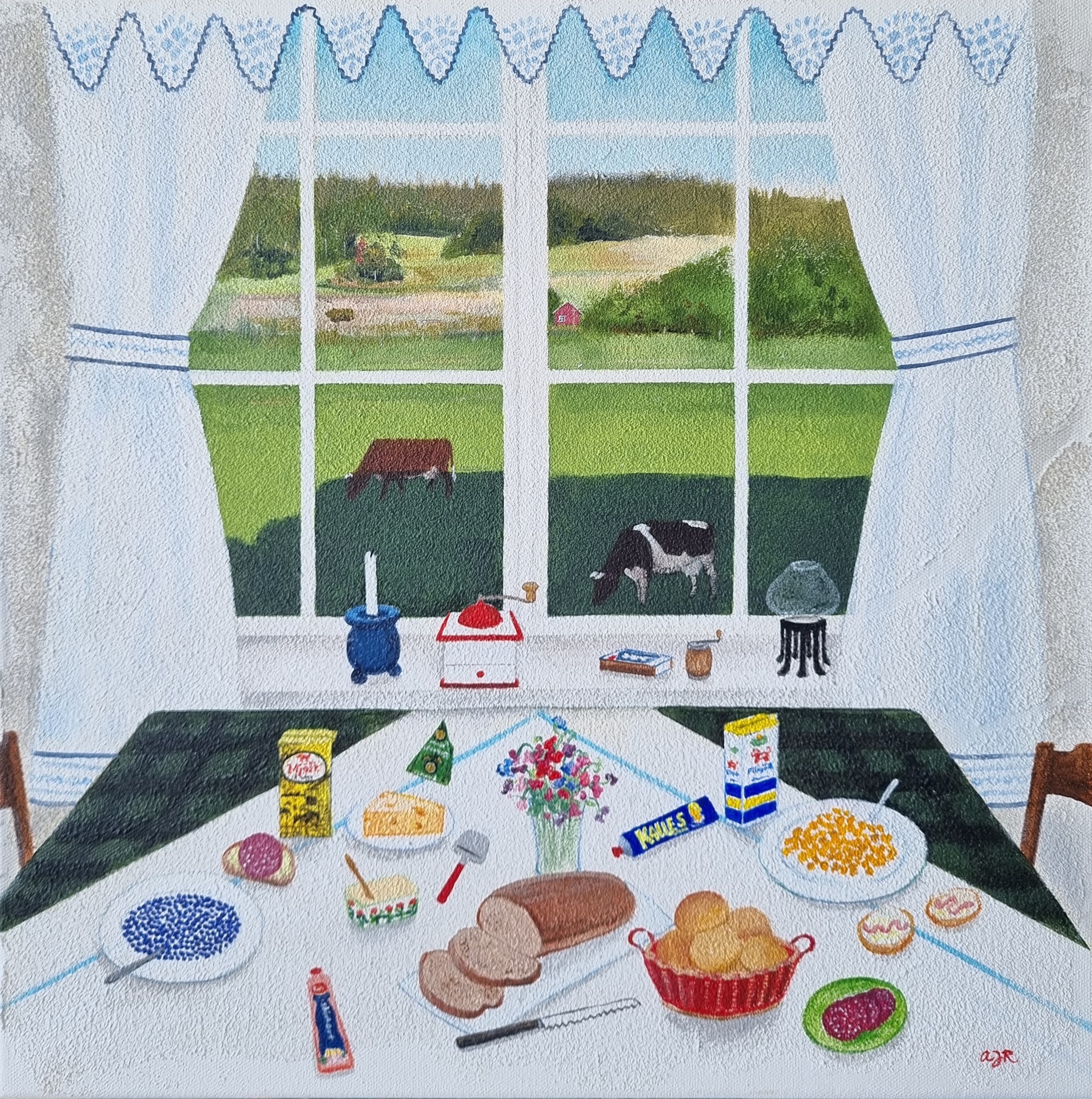 Lunch with a view, painting by Anna Jogefalt Racz