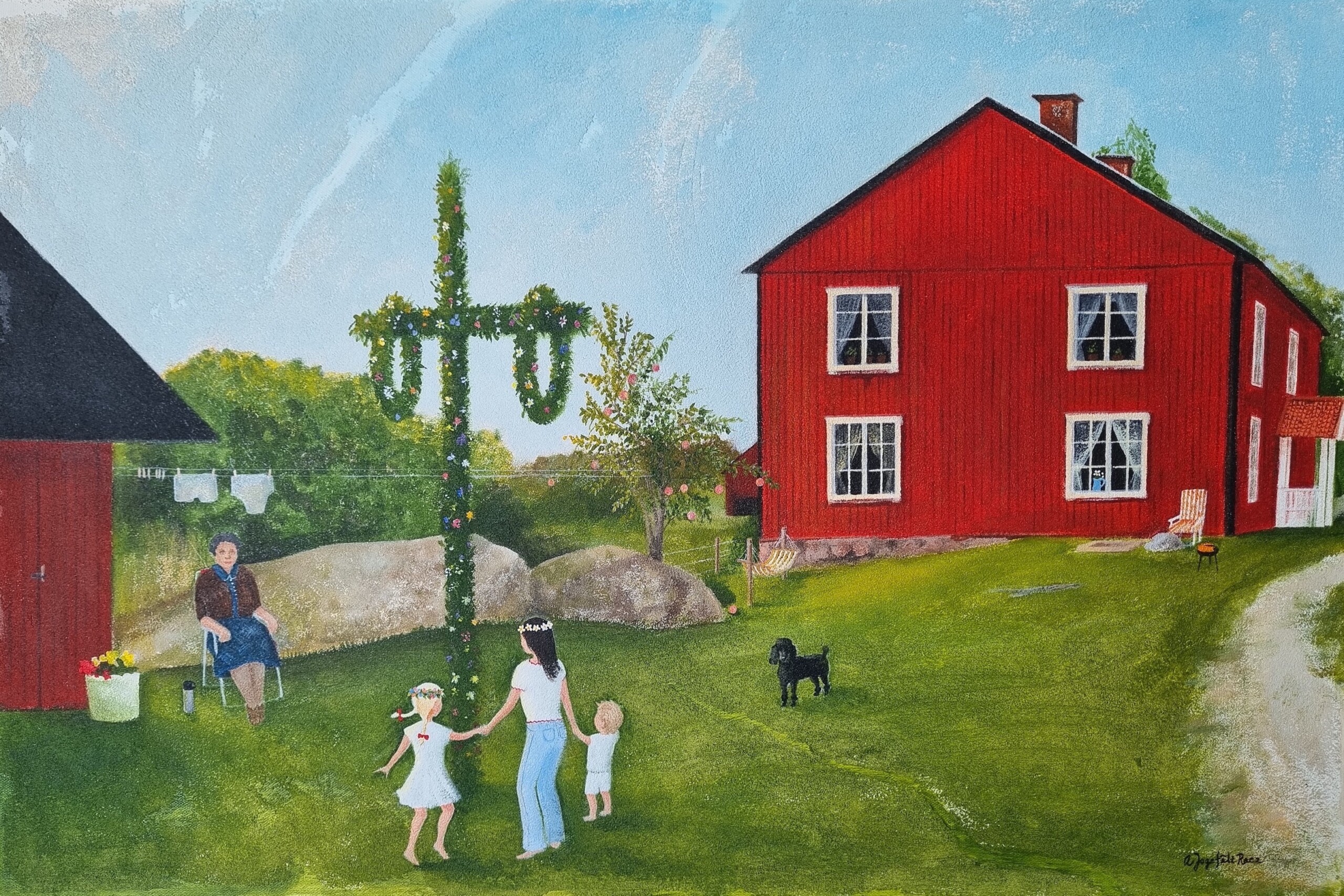 Midsummer at Vrå, painting by Anna Jogefalt Racz