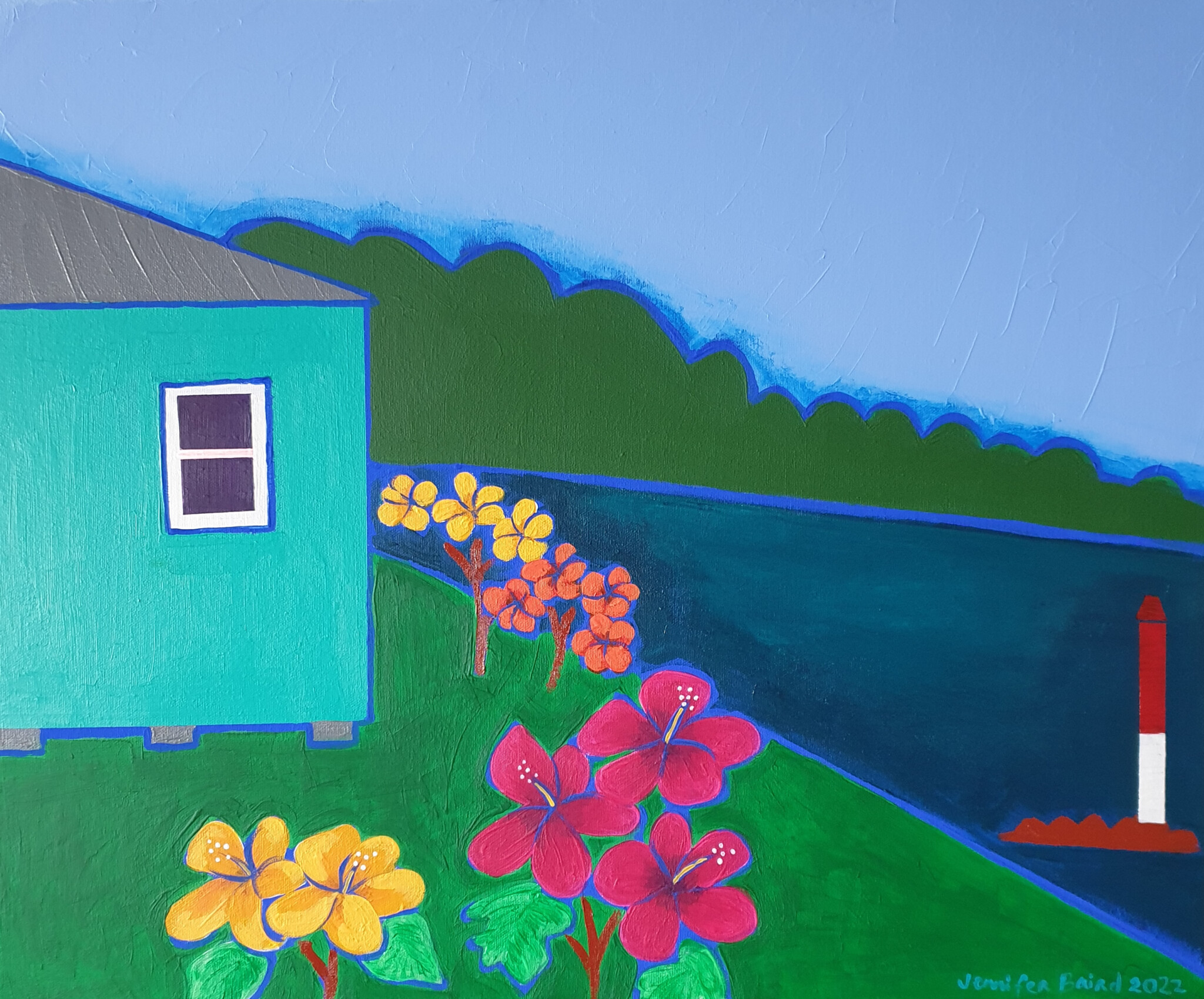 The Turquoise House, Currarong, painting by Jennifer Baird - Art Edit ...