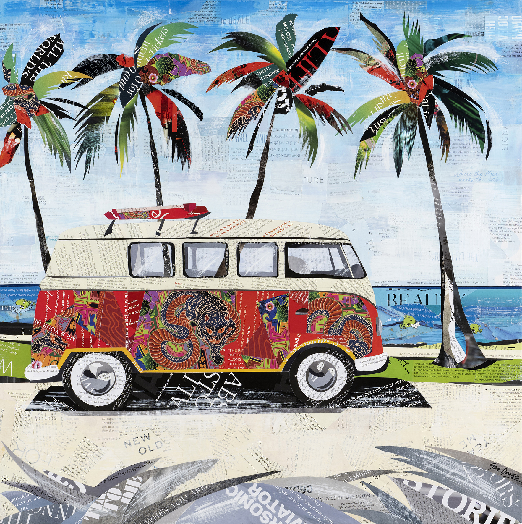 Summer Kombi Days, Mixed Media by Sue Dowse