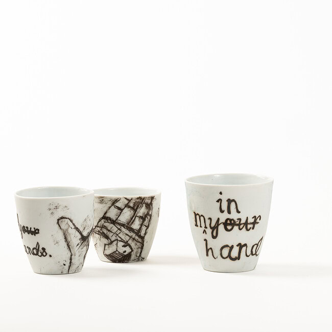 in your/our/my hands -beakers, ceramic by Marianne Huhn