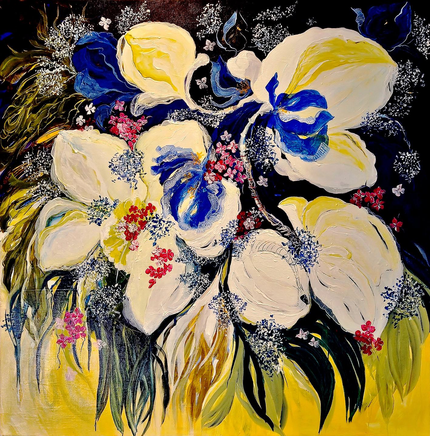 Nouveau Night Garden I, Acrylic Impasto by Wyn Vogel